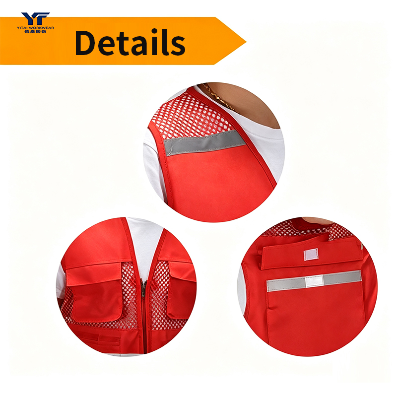Multi Pocket Zipper Hi Vis Reflective Safety Vest 