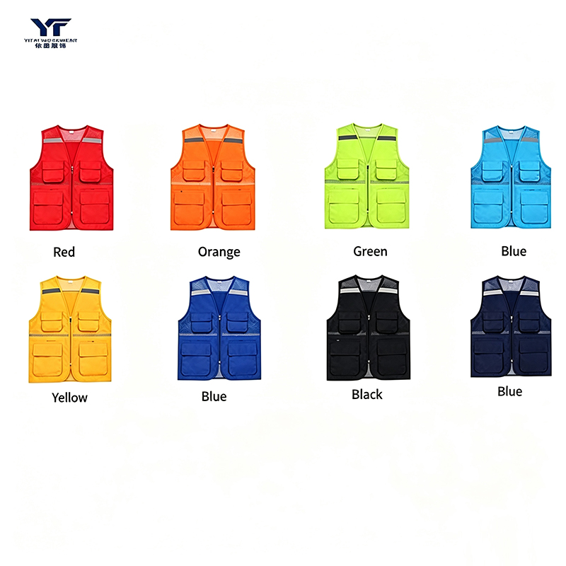 Multi Pocket Zipper Hi Vis Reflective Safety Vest 