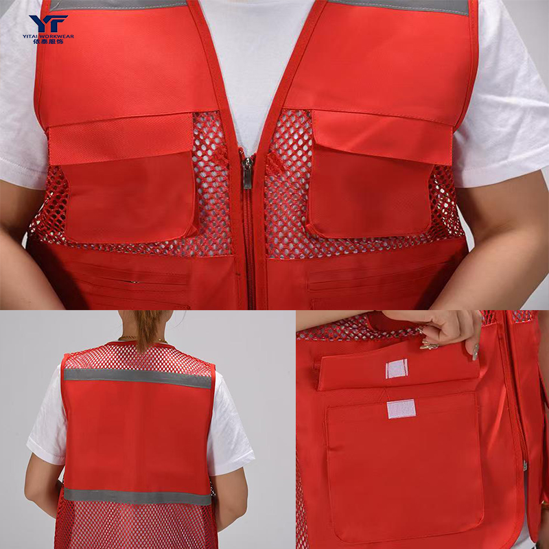 Multi Pocket Zipper Hi Vis Reflective Safety Vest 