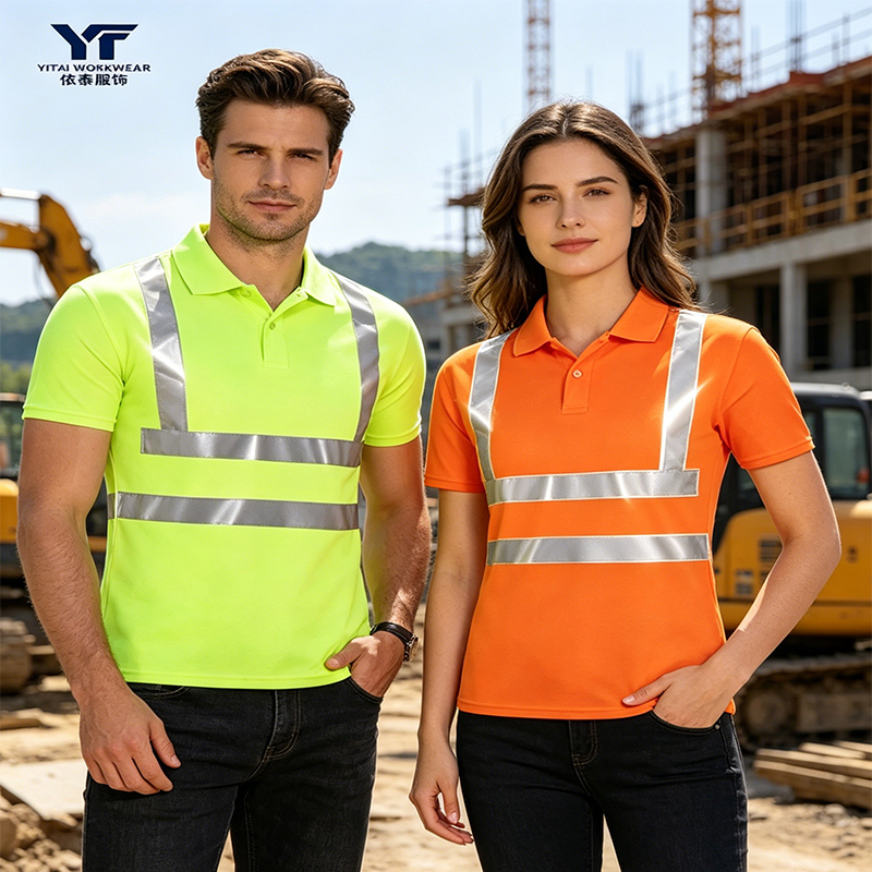 Hi Vis Reflective Stripe Work Polo Shirt 