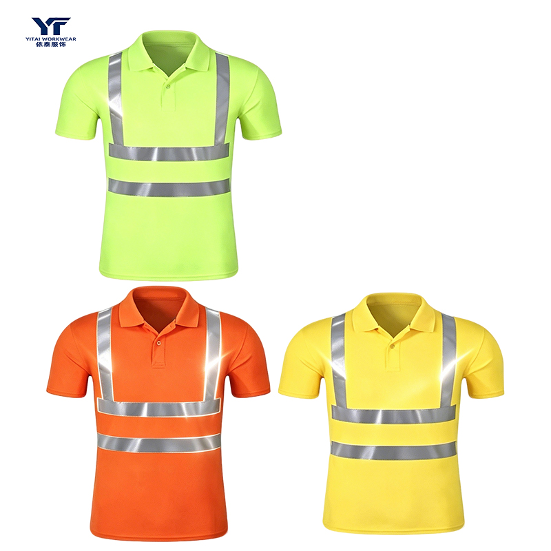 Hi Vis Reflective Stripe Work Polo Shirt 