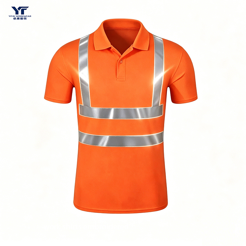 Hi Vis Reflective Stripe Work Polo Shirt 