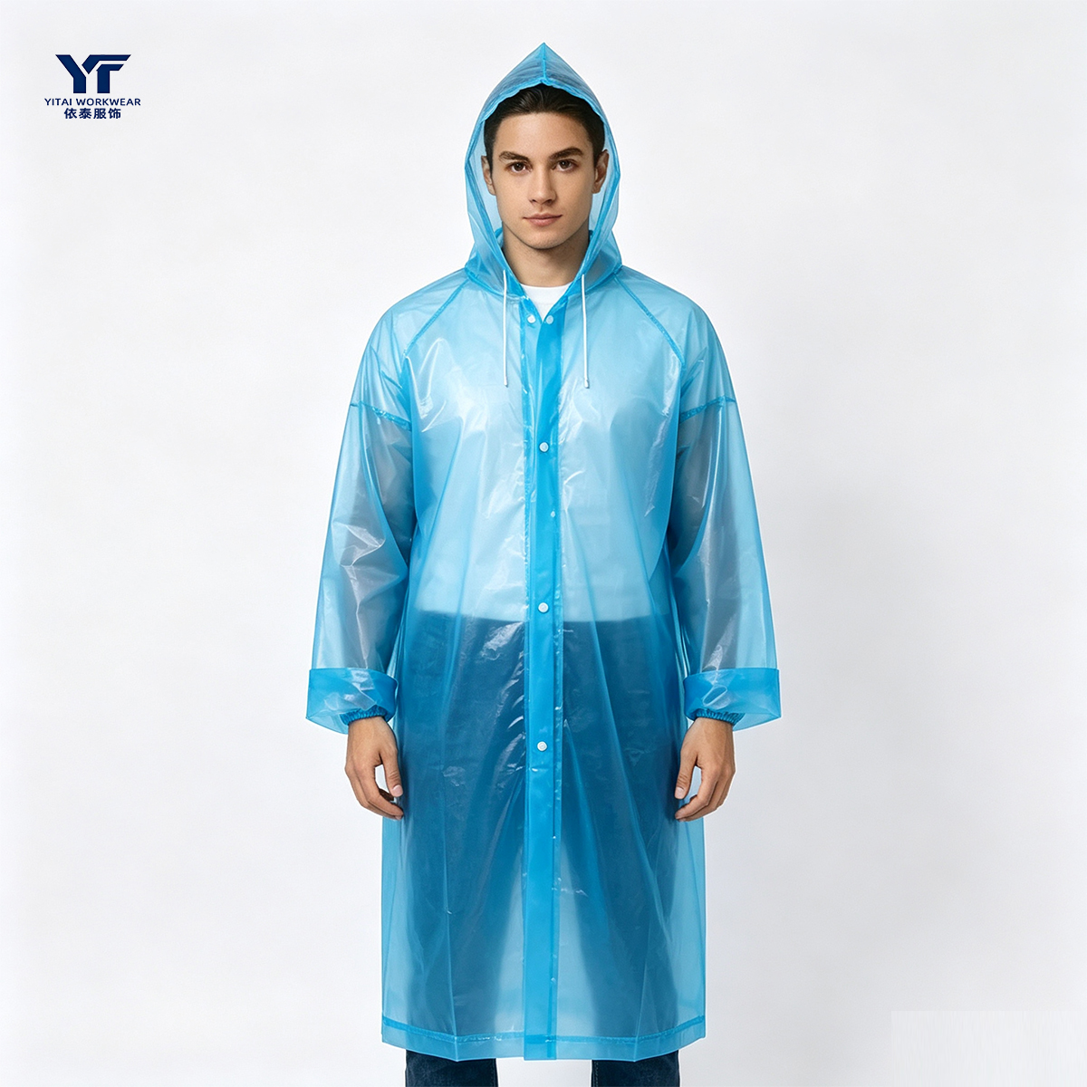 EVA Long Raincoat Poncho Reusable Waterproof Hooded